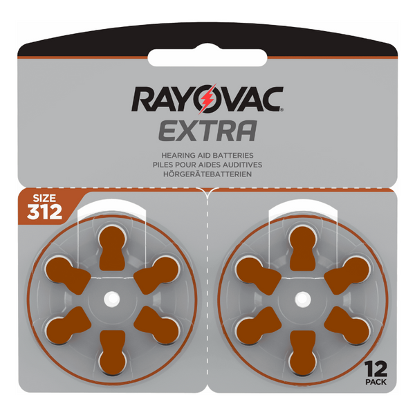 Rayovac EXTRA 312 Size Hearing Aid Batteries - 12 Pack
