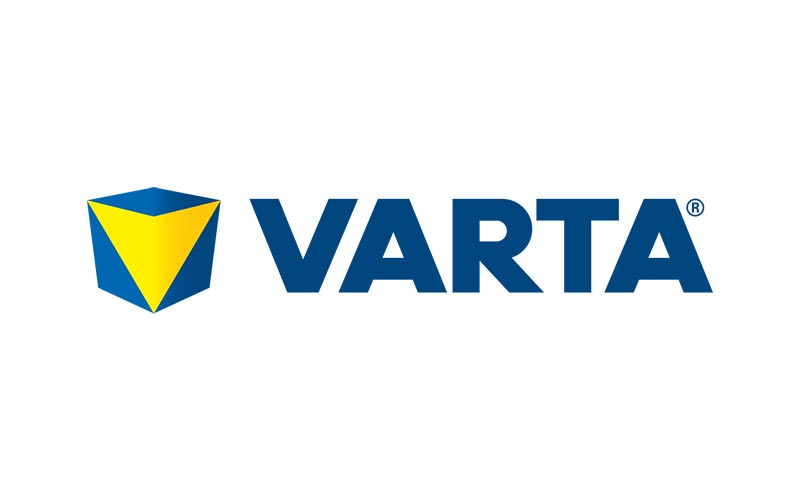 Well-known battery brand Varta logo which navigates into a product category