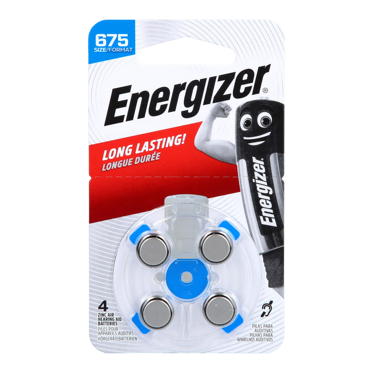 Energizer 675 Size Hearing Aid Batteries - 4 Pack fRONT