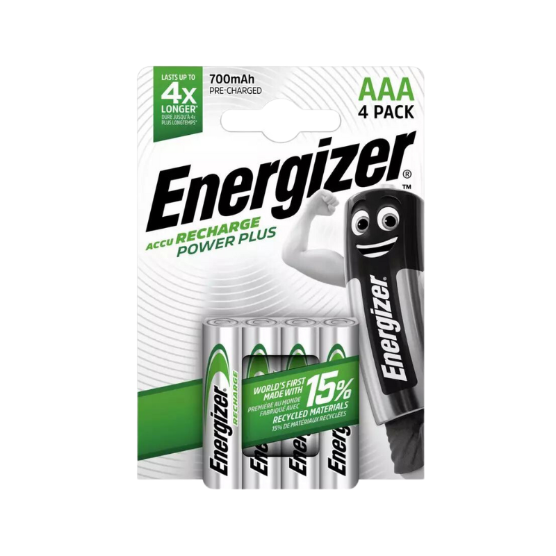 Energizer Recharge Power Plus AAA 700mAh Rechargeable Batteries - 4 Pack
