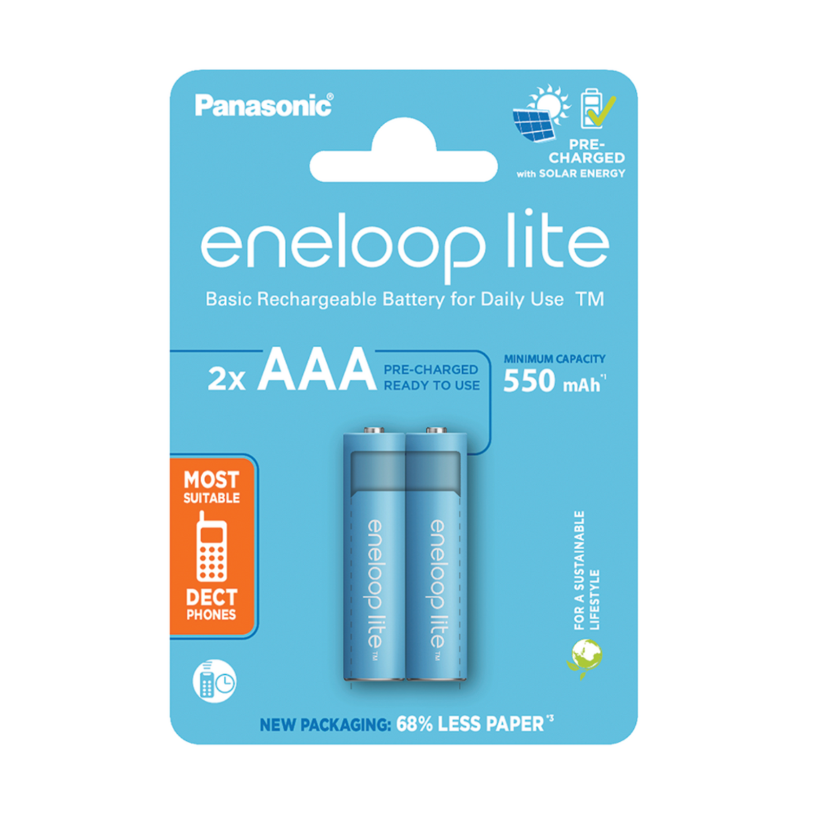Panasonic Eneloop LITE AAA 550mAh Batteries - 2 Pack