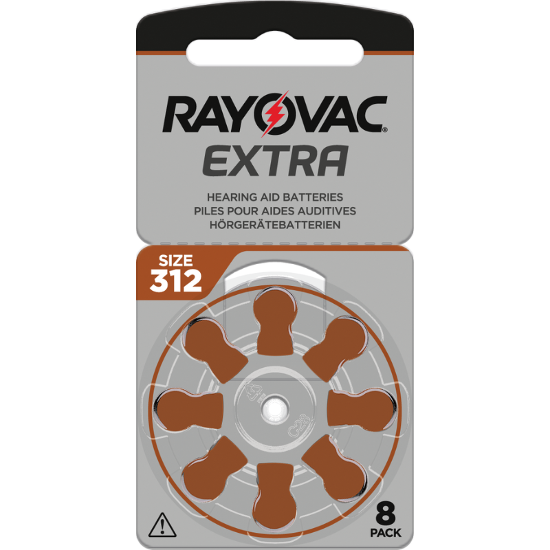 Rayovac EXTRA 312 Size Hearing Aid Batteries - 8 Pack
