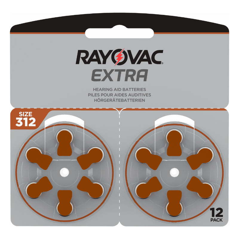 Rayovac EXTRA 312 Size Hearing Aid Batteries - 60 Pack