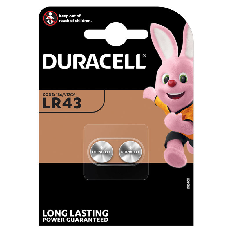 Duracell Alkaline LR43 186 1.5V Electronics Batteries - 2 Pack