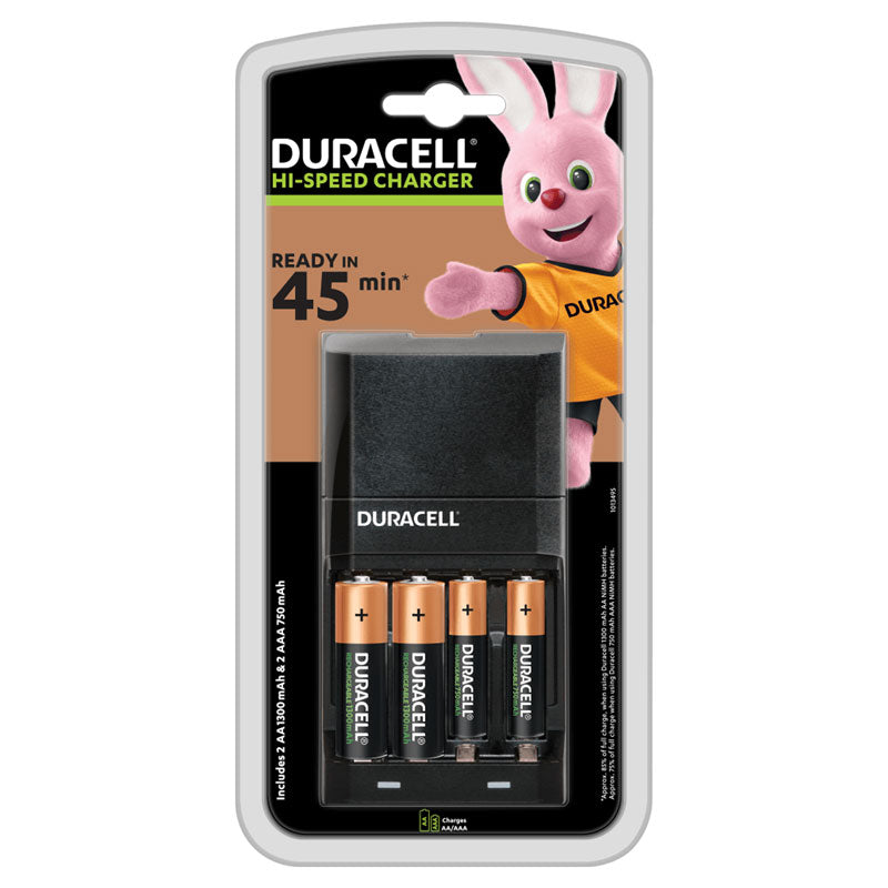 Duracell Hi-Speed Advanced CEF27 Charger + 2AA 1300mAh &amp; 2AAA 750mAh | BatteryDivision