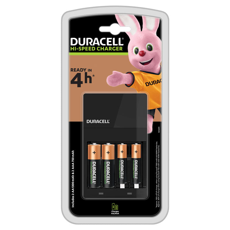 Duracell Hi-Speed Value CEF14 Charger + 2AA 1300mAh &amp; 2AAA 750mAh batteries | BatteryDivision