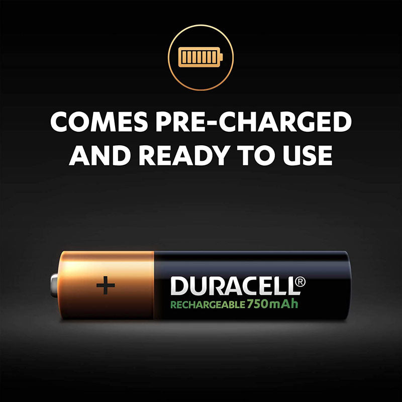 Duracell Recharge Plus AAA 750mAh Rechargeable Batteries - 4 Pack