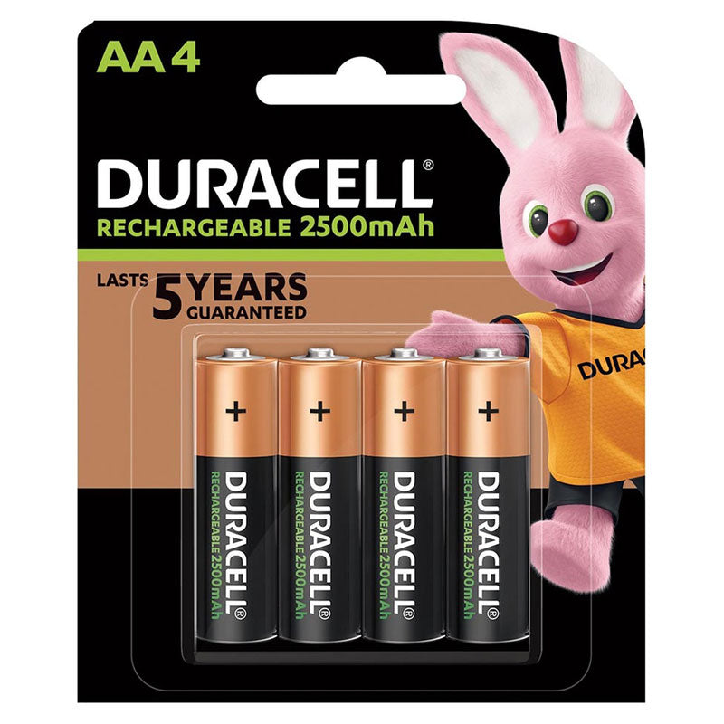 Duracell Rechargeable AA 2500mAh Rechargeable Batteries - 4 Pack