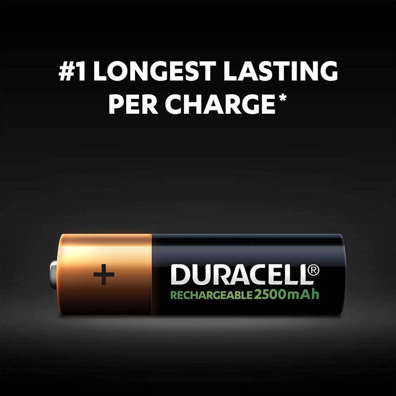 Duracell Rechargeable AA 2500mAh Rechargeable Batteries - 4 Pack