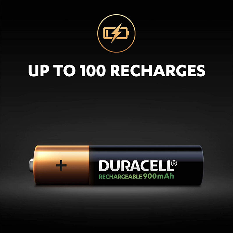 Duracell Rechargeable AAA 900mAh Rechargeable Batteries - 4 Pack