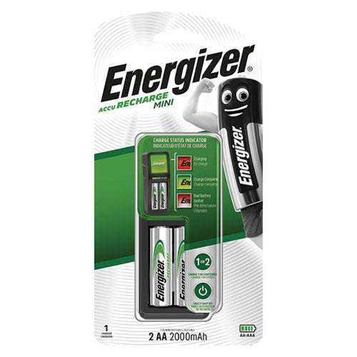 Energizer Accu Recharge MINI Charger + 2 AA 2000mAh batteries | BatteryDivision
