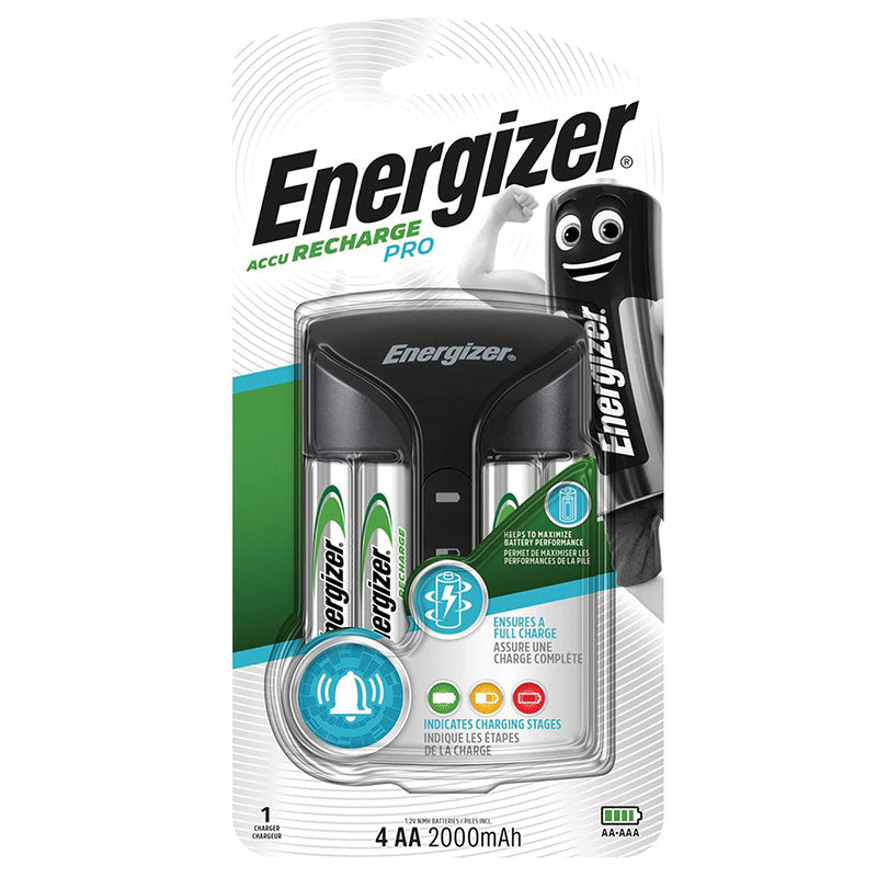 Energizer Accu Recharge PRO Charger + 4 AA 2000mAh batteries | BatteryDivision