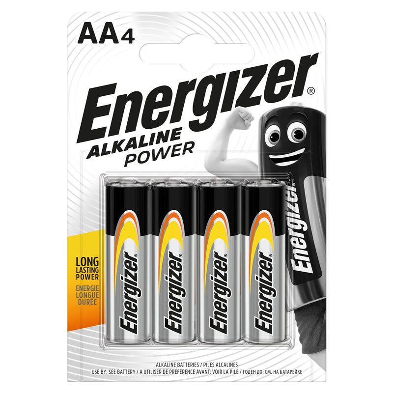 Energizer Alkaline Power AA LR6 1.5V Primary Batteries - 4 Pack