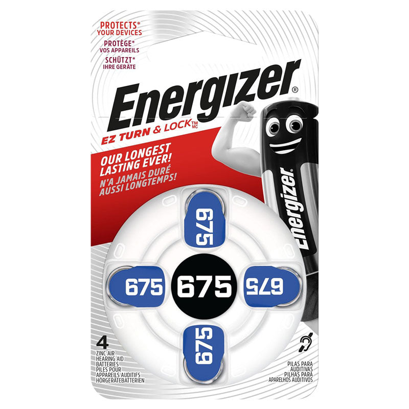Energizer Hearing Aid Batteries 675 Size Hearing Aid Batteries - 4 Pack
