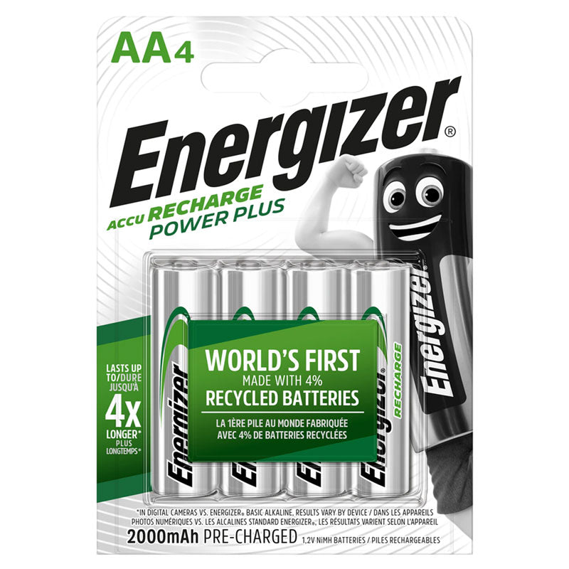 Energizer Recharge Power Plus AA 2000mAh Rechargeable Batteries - 4 Pack