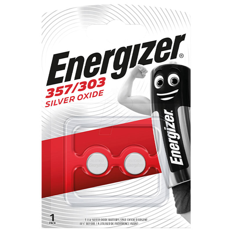 Energizer Silver 357/303/SR44 Watch Batteries - 2 Pack