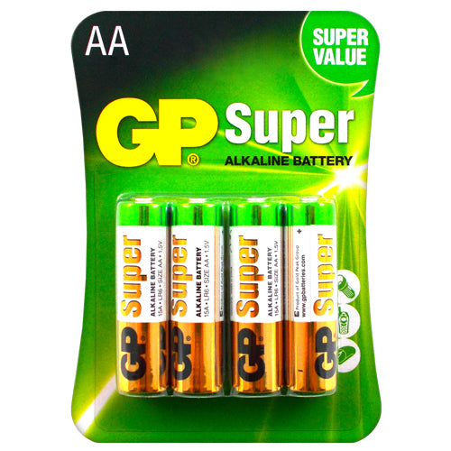 GP Alkaline Super AA Primary Batteries - 4 Pack