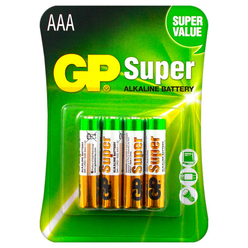 GP Alkaline Super AAA Primary Batteries - 4 Pack