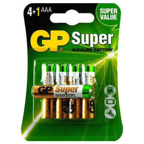 GP Alkaline Super AAA Primary Batteries - 5 Pack