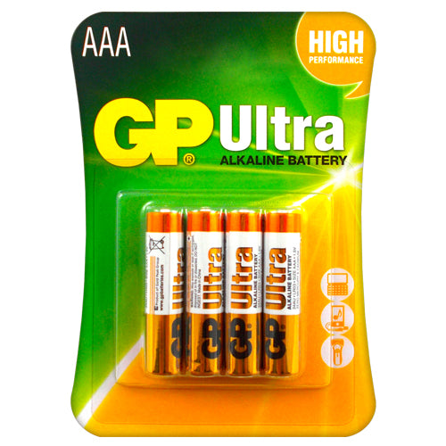 GP Alkaline Ultra AAA Primary Batteries - 4 Pack