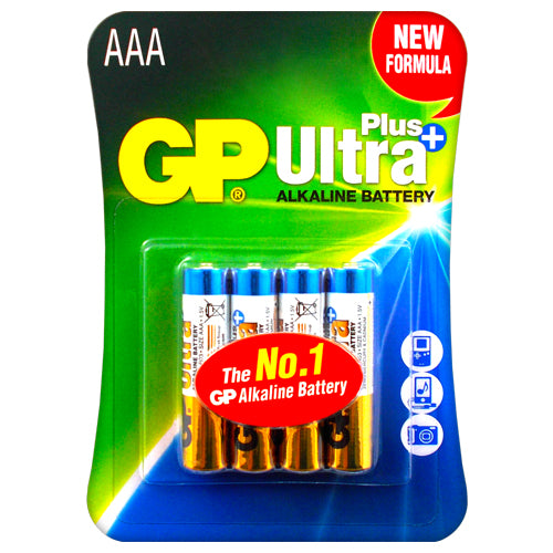 GP Alkaline Ultra Plus AAA Primary Batteries - 4 Pack