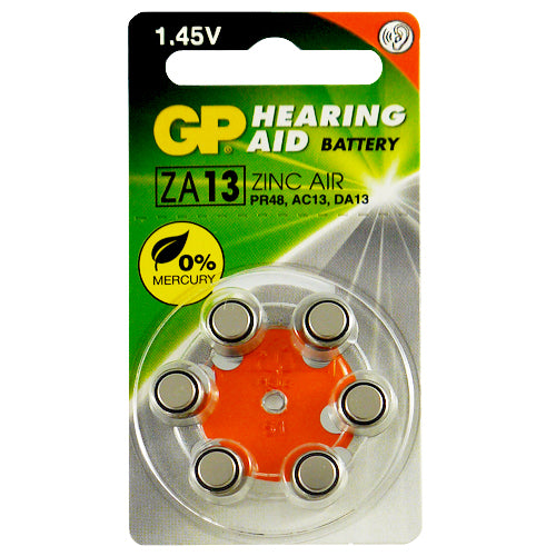 GP Hearing aid ZA13 Size Hearing Aid Batteries - 6 Pack