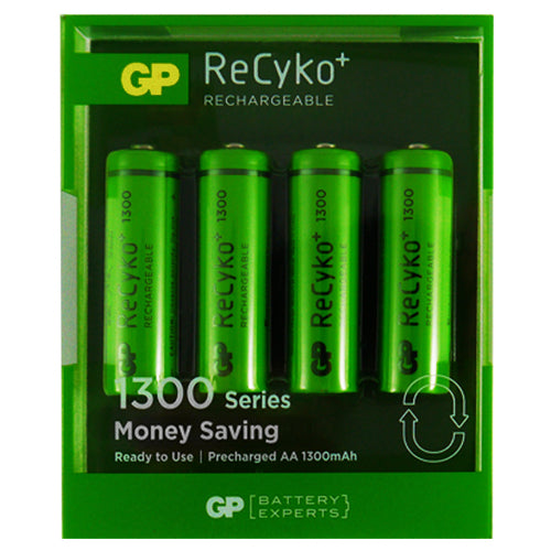 GP ReCyko AA 1300 mAh Rechargeable Batteries - 4 Pack