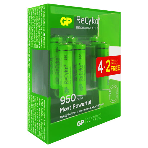 GP ReCyko AAA 950 Series Rechargeable Batteries - 6 Pack