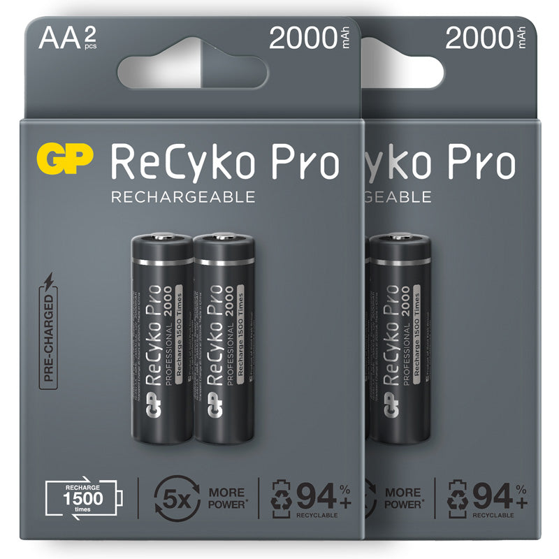 GP ReCyko Pro Rechargeable Batteries AA 2000 mAh - 2 Pack