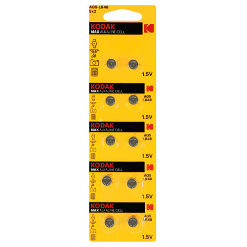 Kodak Max Alkaline Cell LR48 AG5 LR754 Electronics Batteries - 2 Pack
