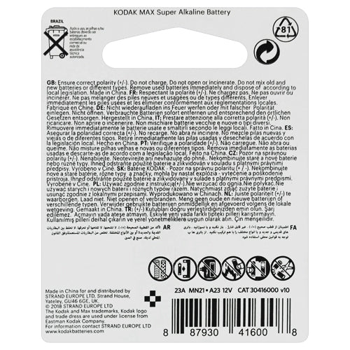 Kodak Max Super Alkaline 23A 12V B1 Security Battery