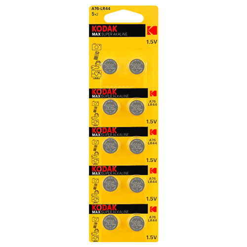 Kodak Max Super Alkaline LR44 A76 Electronics Batteries - 2 Pack