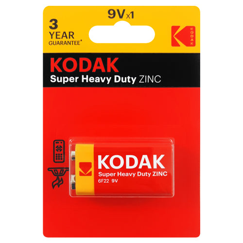 Kodak Super Heavy Duty ZINC 9V B1 Primary Battery