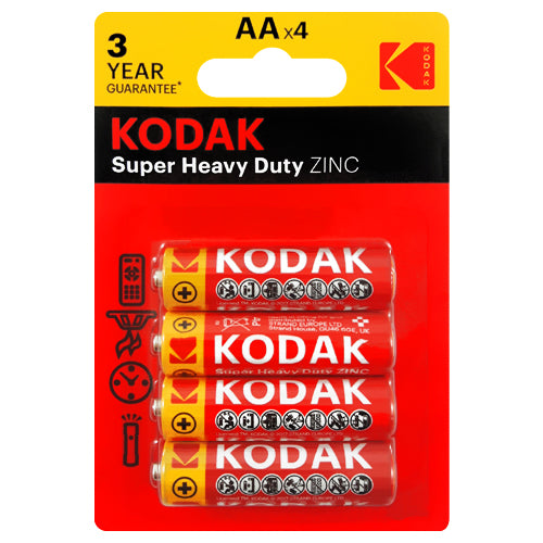 Kodak Super Heavy Duty ZINC AA Primary Batteries - 4 Pack