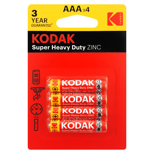 Kodak Super Heavy Duty ZINC AAA Primary Batteries - 4 Pack
