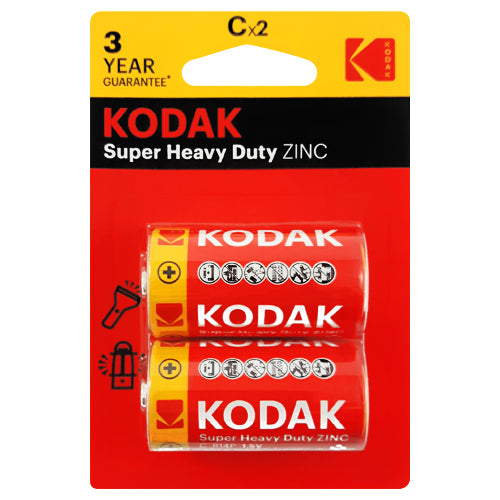 Kodak Super Heavy Duty ZINC C Size Primary Batteries - 2 Pack