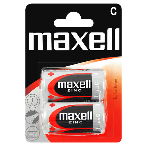 Maxell Zinc C Size Primary Batteries - 2 Pack