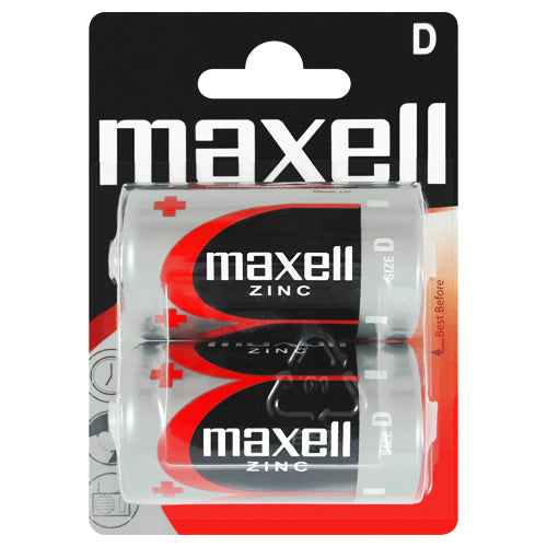 Maxell Zinc D Size Primary Batteries - 2 Pack