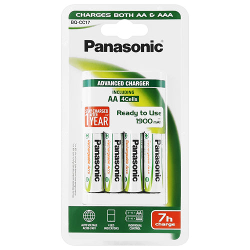 Panasonic Advanced BQ-CC17 Charger + 4AA 1900mAh | BatteryDivision