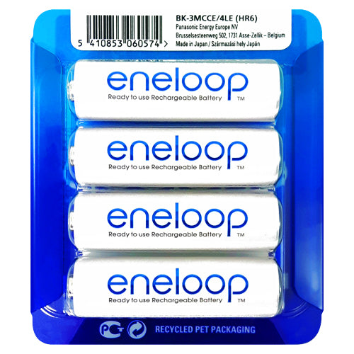 Panasonic Eneloop AA 1900mAh Slide BK-3MCCE/4LE Rechargeable Batteries - 4 Pack
