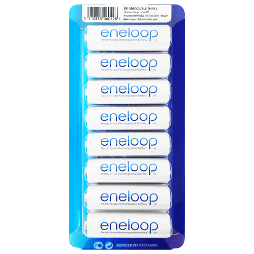 Panasonic Eneloop AA 1900mAh Slide BK-3MCCE/8LE Rechargeable Batteries - 8 Pack