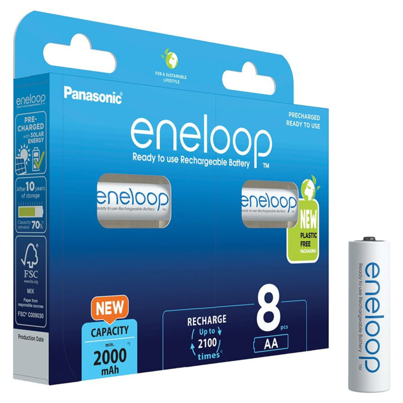 Panasonic Eneloop AA 2000mAh Rechargeable Batteries - 8 Pack