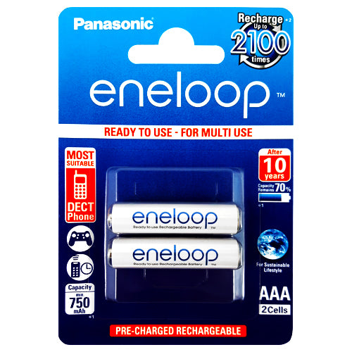 Panasonic Eneloop AAA 750mAh Rechargeable Batteries - 2 Pack