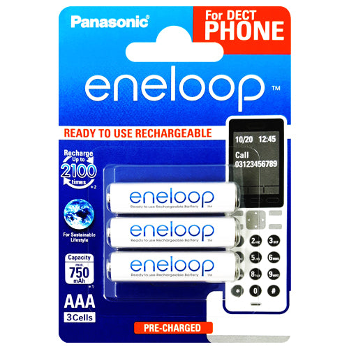 Panasonic Eneloop AAA 750mAh Rechargeable Batteries - 3 Pack