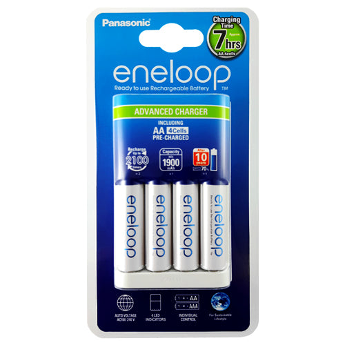 Panasonic Eneloop Advanced BQ-CC17 Charger + 4 AA Rechargeable 1900mAh batteries | BatteryDivision