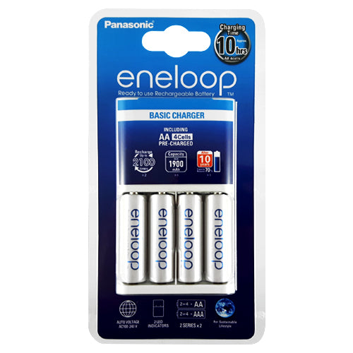 Panasonic Eneloop Basic BQ-CC51E Charger + 4 AA Rechargeable 1900mAh batteries | BatteryDivision