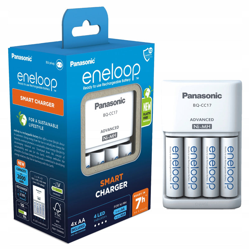 Panasonic Eneloop BQ-CC17 fast charger+ 4x NiMh AA 1900mAh batteries