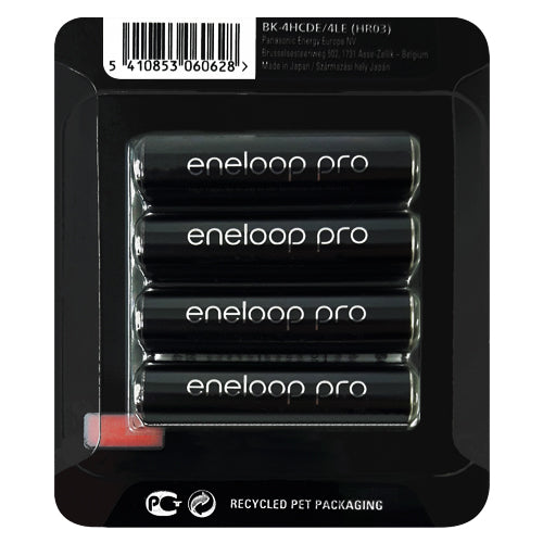 Panasonic Eneloop PRO AAA 930mAh Slide BK-4HCDE/4LE Rechargeable Batteries - 4 Pack