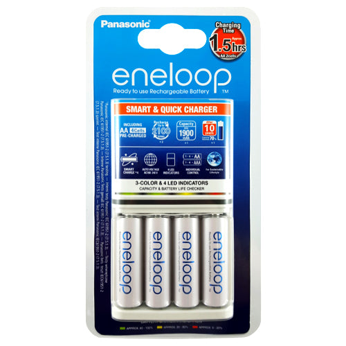 Panasonic Eneloop Smart & Quick BQ-CC55E Charger + 4 AA Rechargeable NiMh 1900mAh | BatteryDivision