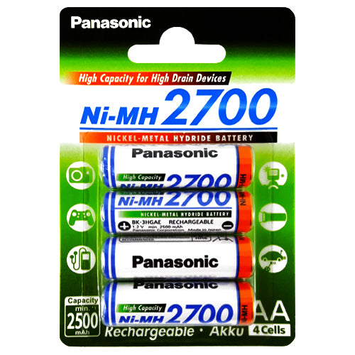 Panasonic Rechargeable AA Ni-MH 2700mAh Rechargeable Batteries - 4 Pack